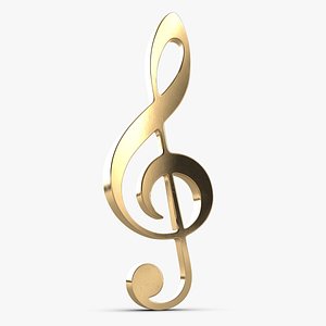 3D treble clef music key model