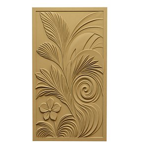 Modern Floral Relief wall decor Relief STL Mural CNC 443 3D