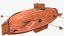 3D Old Wooden Submarine Rigged model