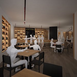 3d model of bar desks chair