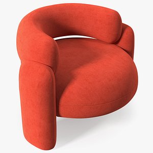 3D Red Velvet Royal Stranger Embrace Armchair model