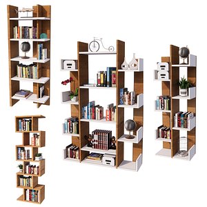 3D Modern Book Shelves Collection