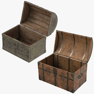 2 medieval chests 3d obj