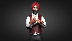 Sikh Sardar ji Character Low-poly 3D model