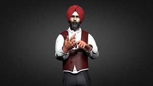 Sikh Sardar ji Character Low-poly