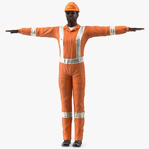 3D african american rescuer rigged man model