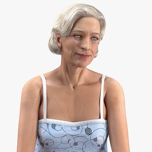 3D model elderly woman pijama rigged