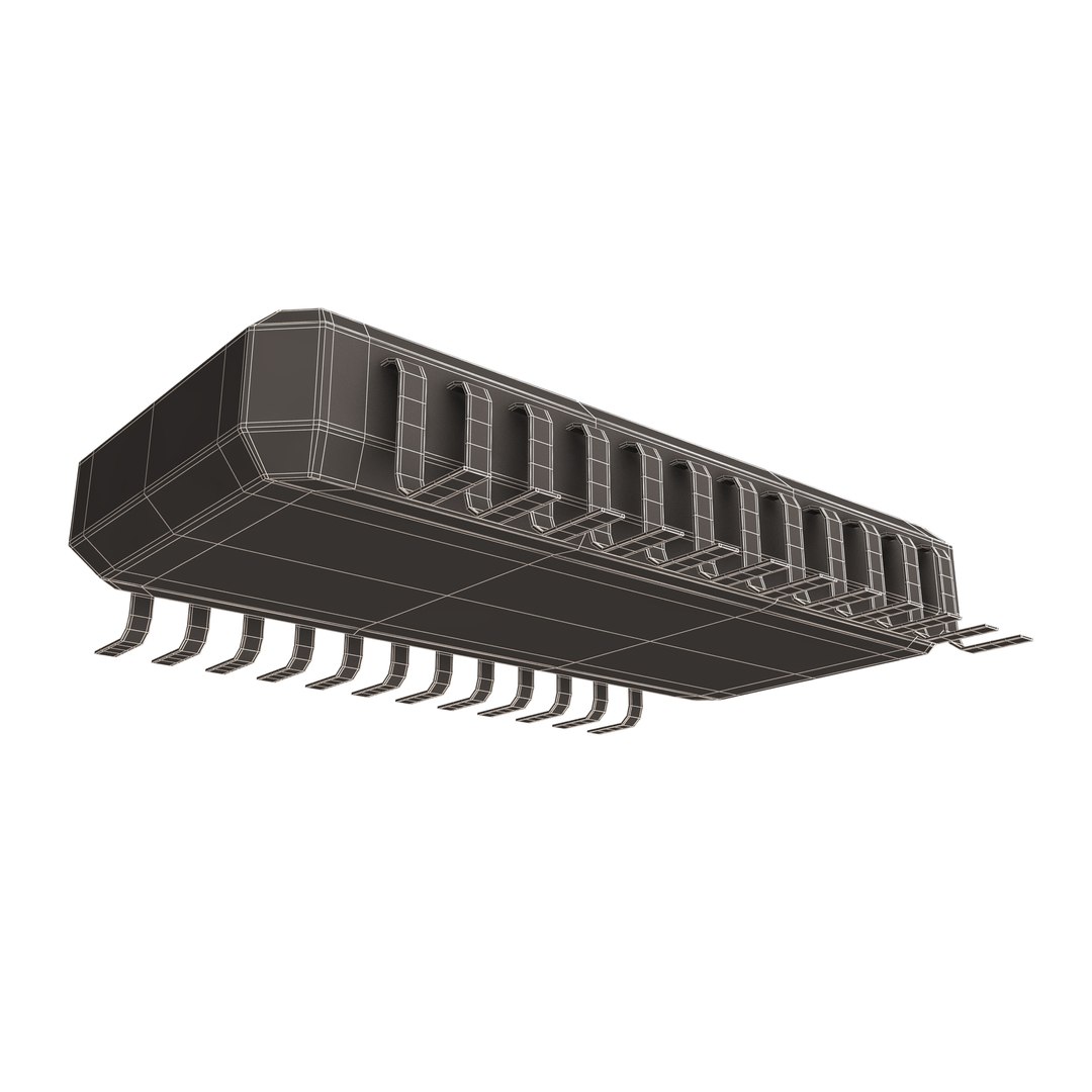 Microchip Model TurboSquid 2029154   Wireframelowmicrochip4 