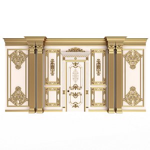 3D Boiserie Classic Wall with Mouldings 08 White