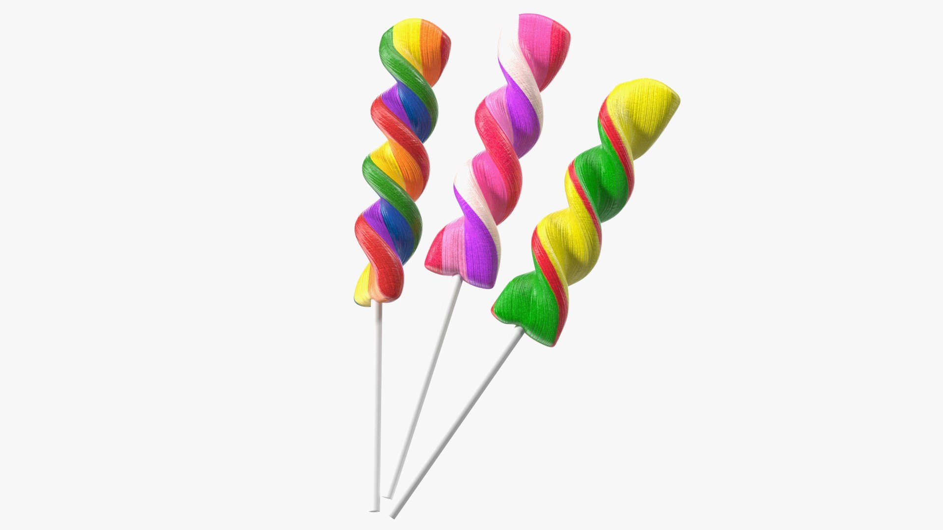 Colorful Twist Lollipop Stick Set 3D model preview