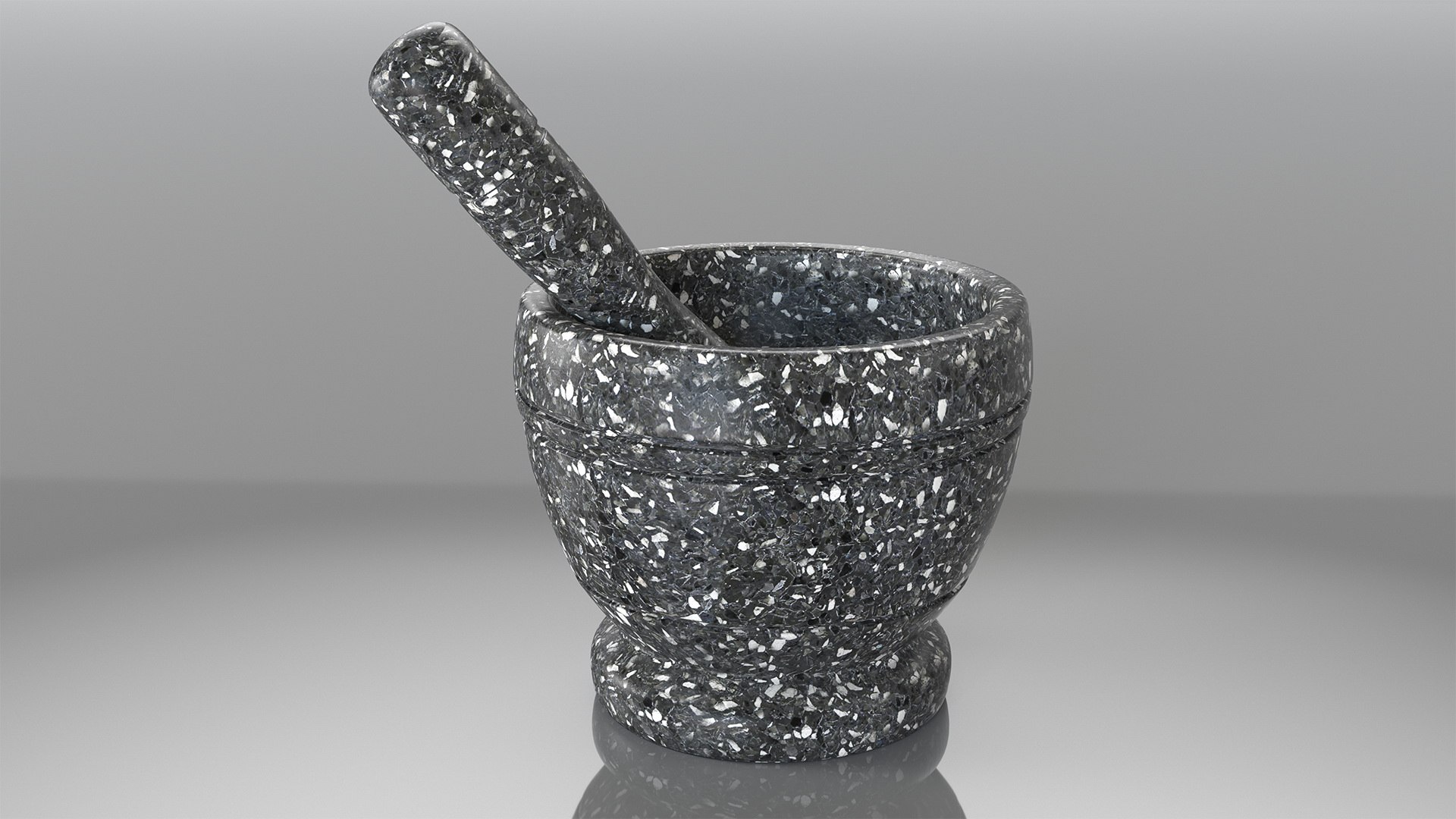 Granite Mortar and Pestle 3D model preview