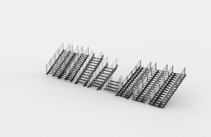 3D Metal Staircase set 3D model