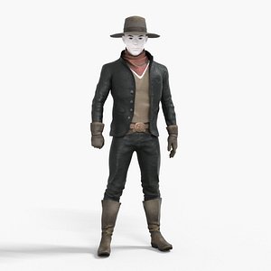 3D Lone Ranger Texas West Outfit Low-poly 3D model