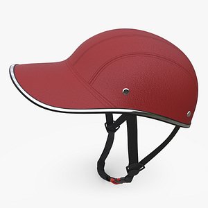 Safety Bike Helmet Red Leather 3D