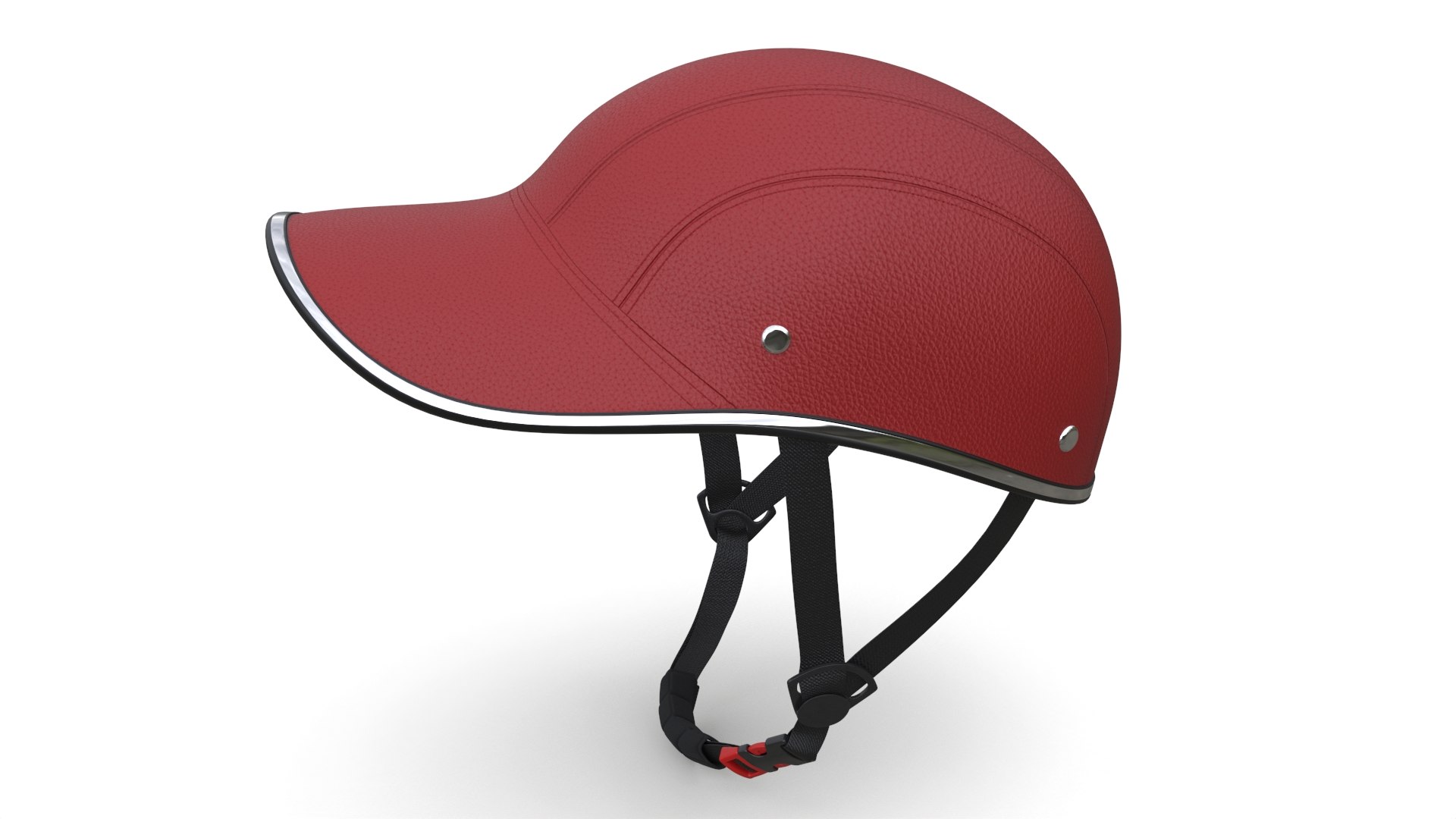Safety Bike Helmet Red Leather 3D model preview