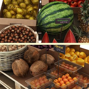 3D model fruit display 1 hazelnuts