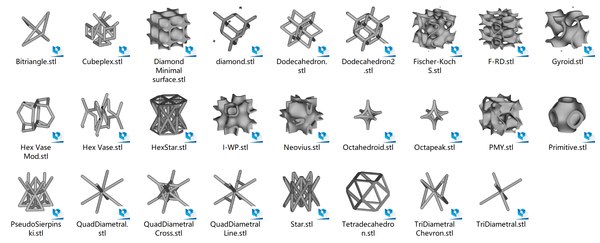 modèle 3D de Différentes cellules unitaires de structures poreuses ...