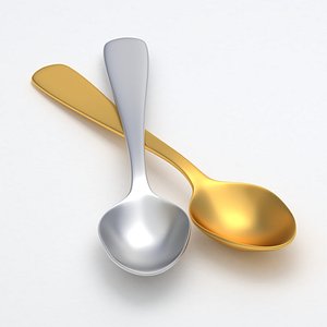 Dinner Spoon Gold And Stainless Steel 3D model