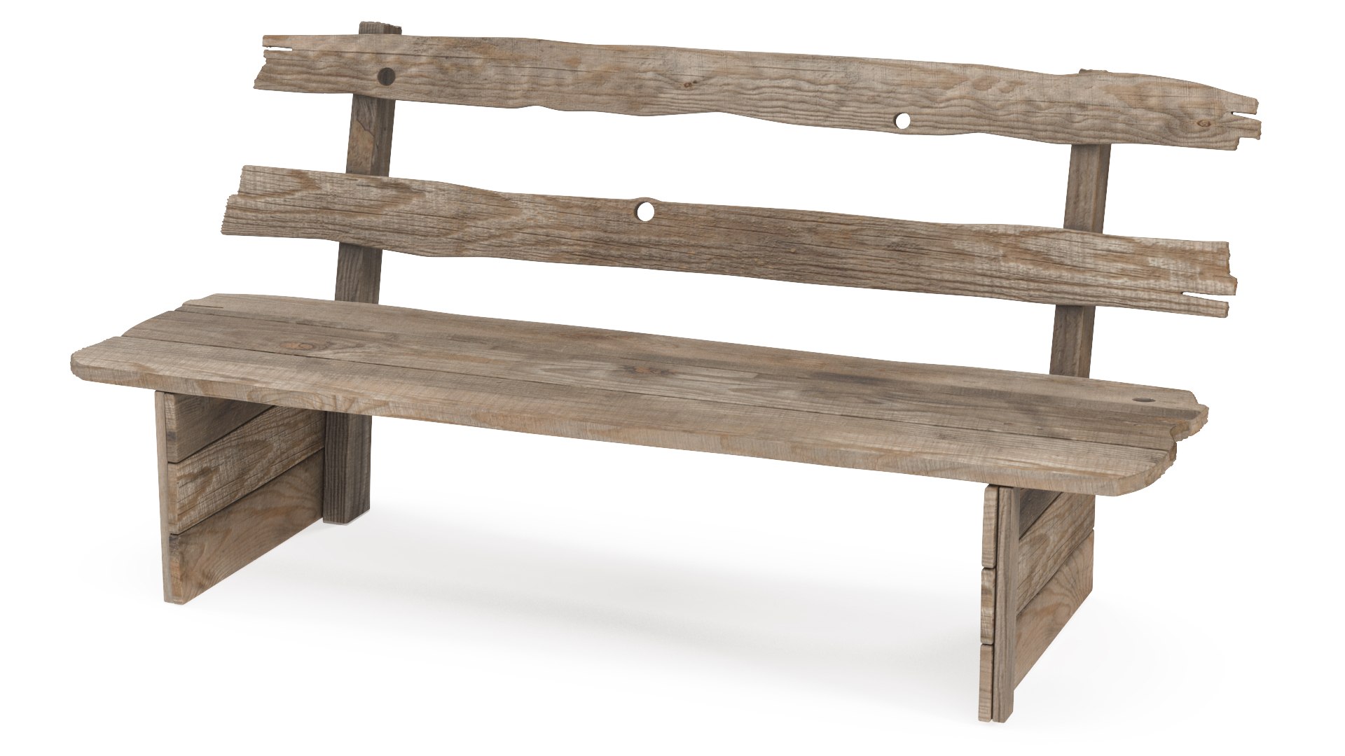 Old Wooden Bench 3D model preview