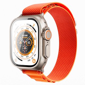 3D Apple Watch Ultra Orange Alpine Loop