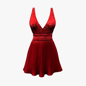Deep Cleavage Skater Dress 3D model