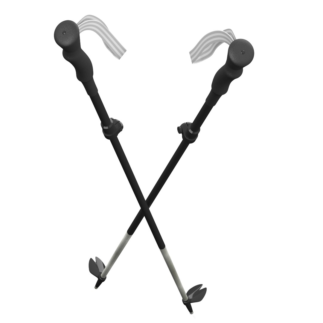 Adjustable Trekking Poles 3D model preview
