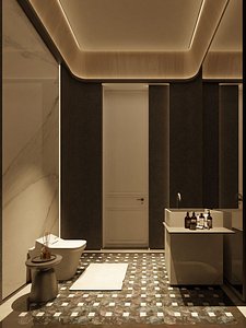 Classic Powder Room  Toilet - High Poly