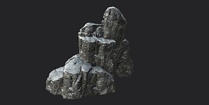 3D snowy cliff rock 001