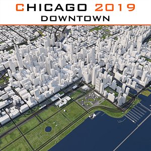 3D chicago downtown cityscape 2019