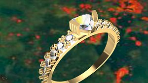 heart diamond engagement ring stl verified 3D model