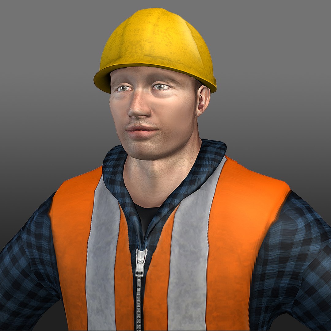 3d worker work road model