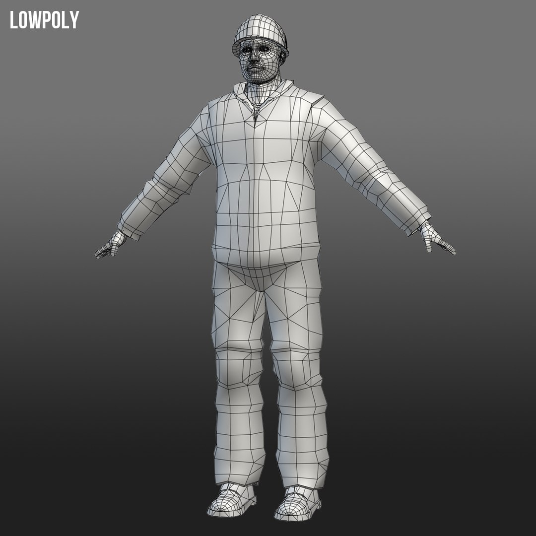 3d worker work road model
