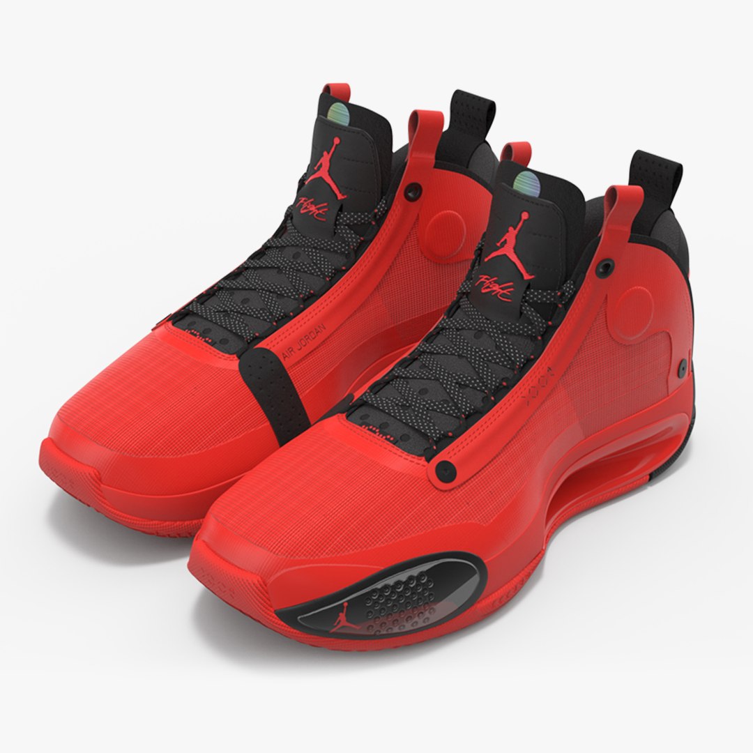 Nike Air Jordan 34 XXXIV Bred White Black Red 3D Model