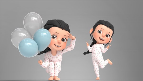 3D Cartoon Girl Character