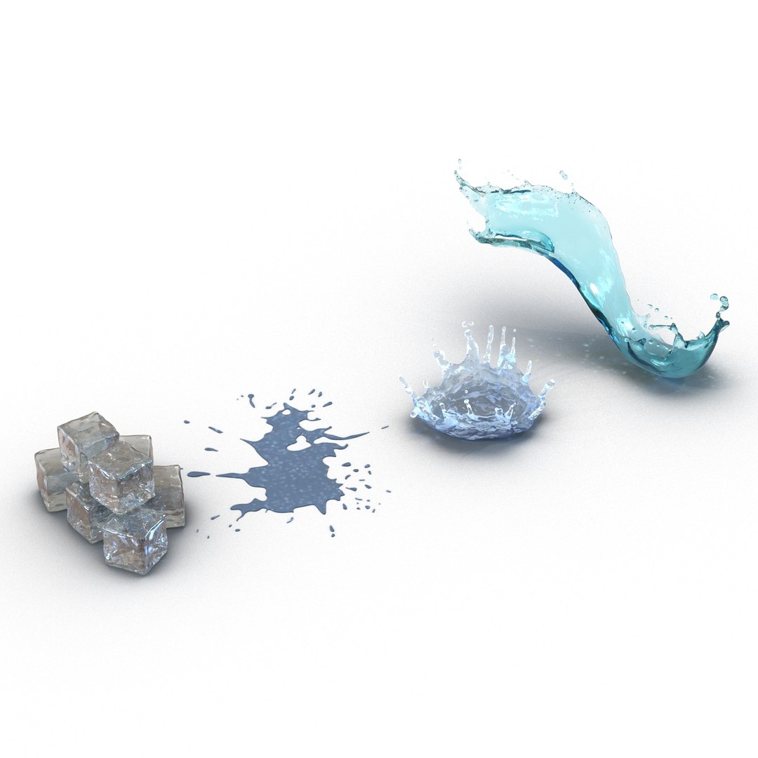 3d water ice cube liquid
