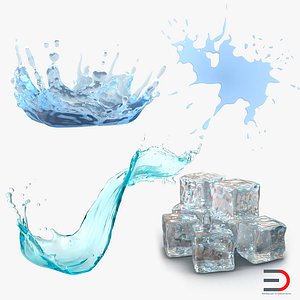 3d water ice cube liquid