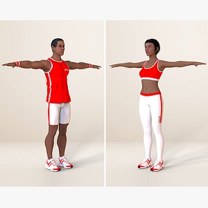 3D Gym Athlete Couple Pack 04