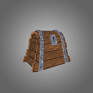 low-poly wooden chest 3d 3ds