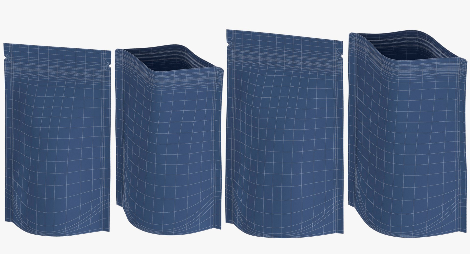 3D stand zipper pouches - model https://p.turbosquid.com/ts-thumb/he/1pDGpE/n0QlwavH/stand_up_zipper_and_flat_bottom_pouches_collection54products_group_wireframe_04/jpg/1593101442/1920x1080/fit_q87/4419ea700b47d6bae1c88c96e97bcdb30b381870/stand_up_zipper_and_flat_bottom_pouches_collection54products_group_wireframe_04.jpg