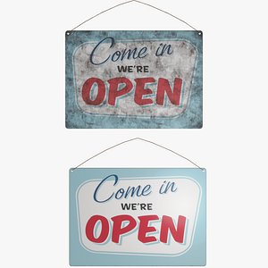 3D vintage open sign model