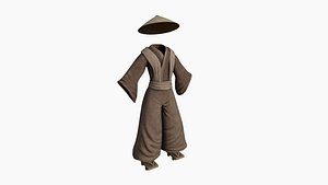 Samurai Old Outfit A01 Brown - Character Clothing Design 3D model