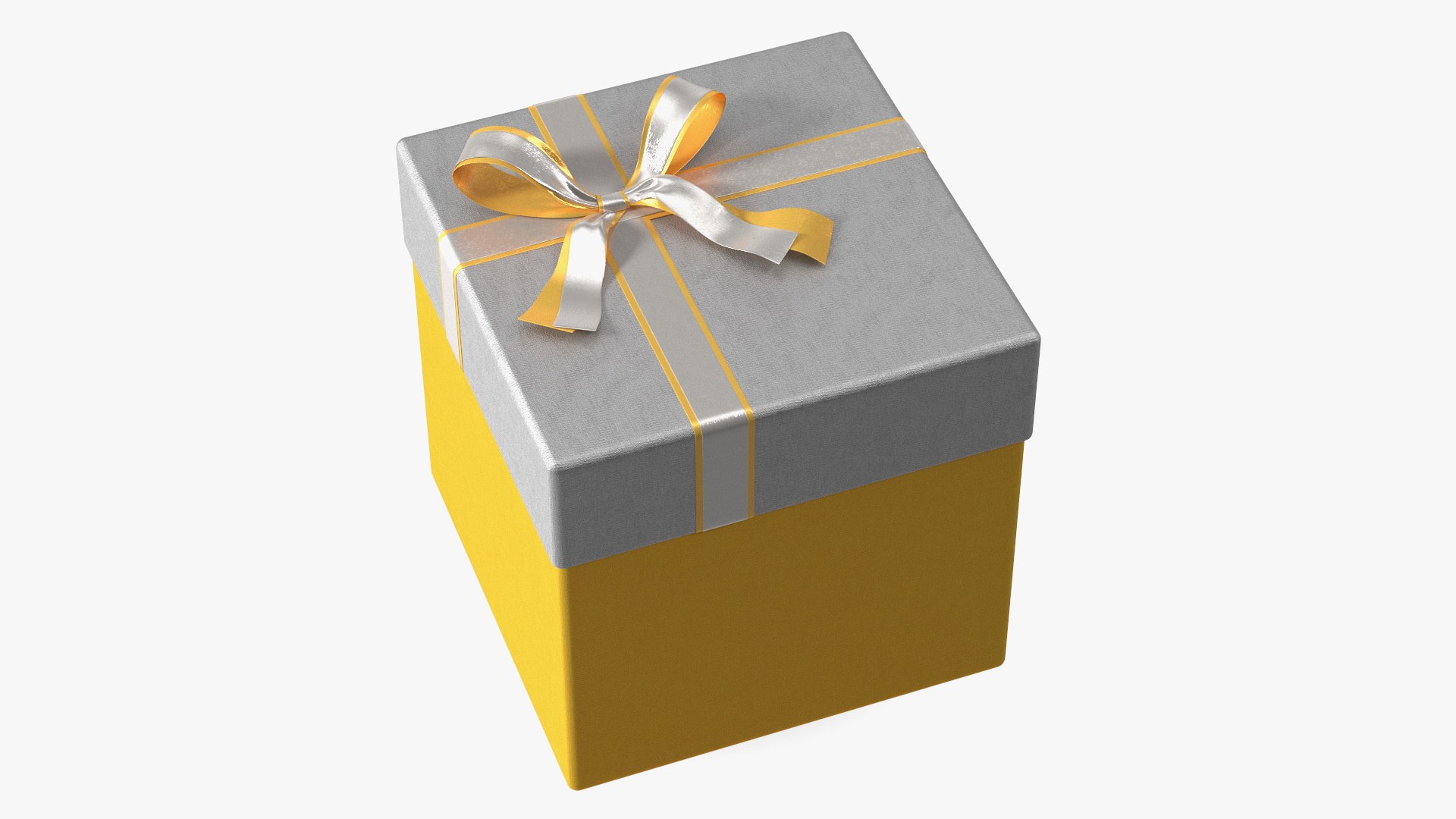 Wrapped Gift Box with Satin Ribbon 3D model preview