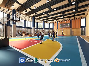 Modern indoor basketball court