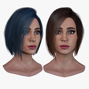 Female Head and Hair 02 3D