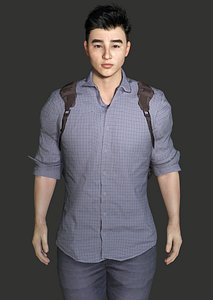 AAA 3D REALISTIC ASIAN MALE CHARACTER - YOUNG COLLEGE STUDENT model