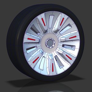 24 Inch Rim with Tire and Grasshopper Pattern - A mix of NURBs and Polygonal data - Native Alias Model