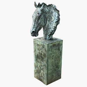 bronze horse head 3D