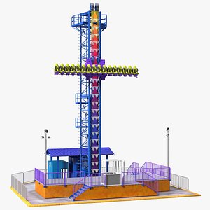 Drop Tower Ride Amusement Park Equipment Rigged