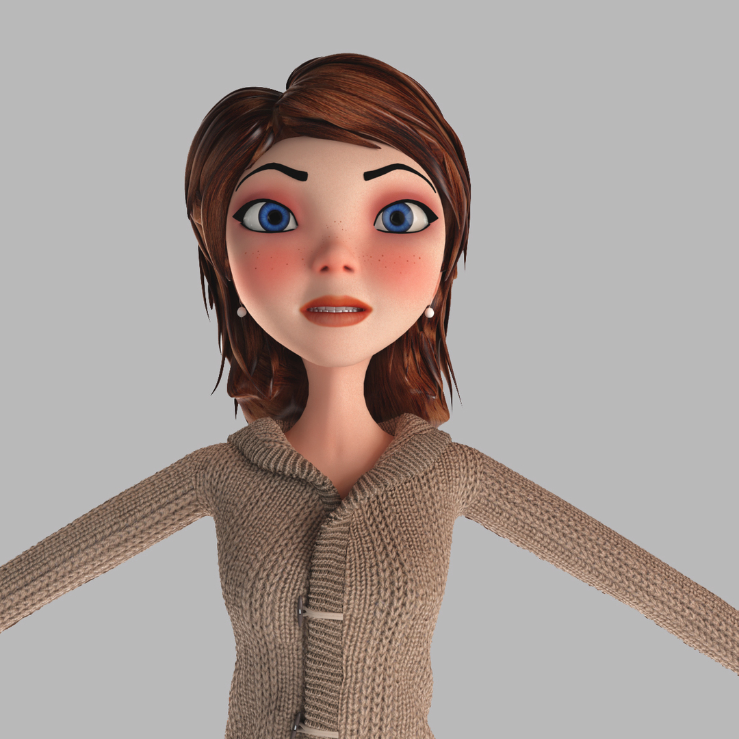 Rigged Cartoon Girl Character 3d Max