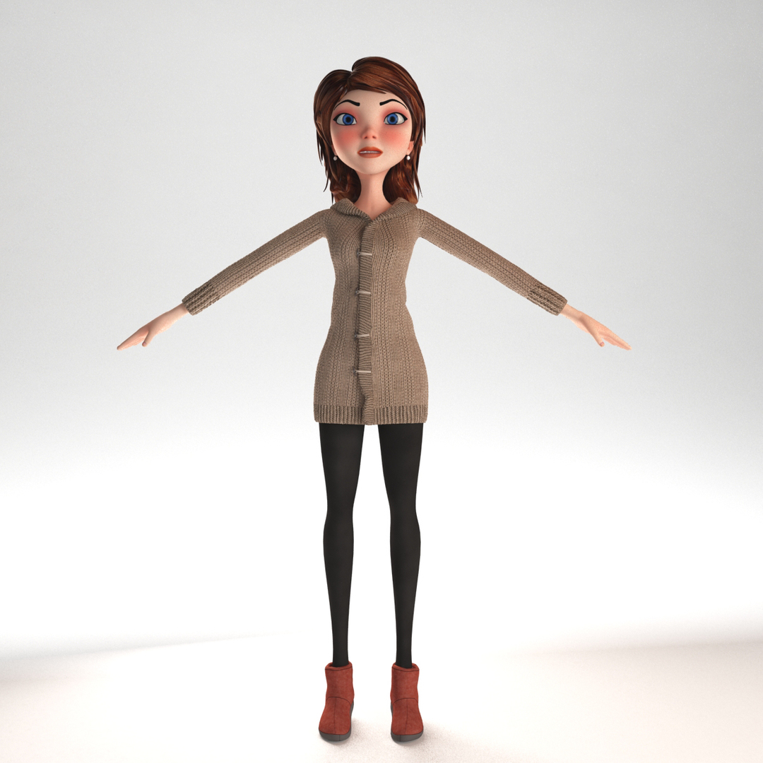 Rigged Cartoon Girl Character 3d Max